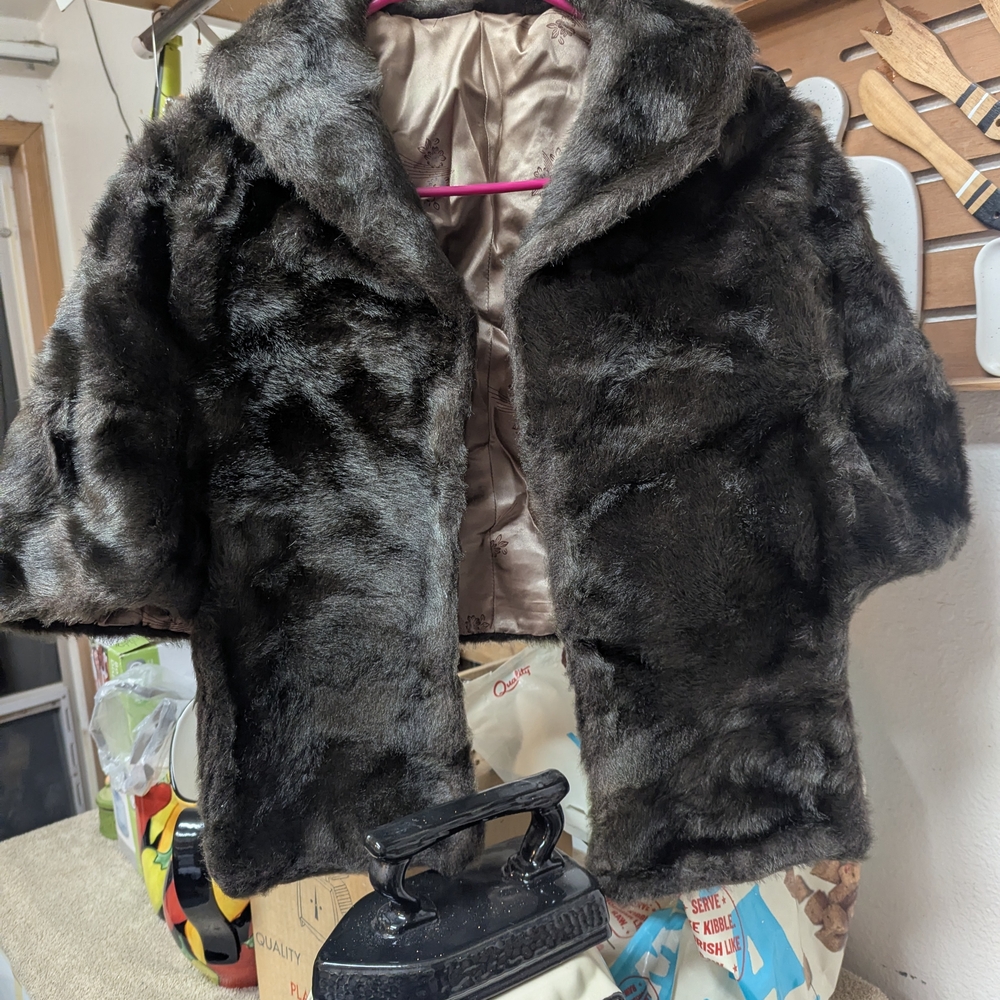 Dark brown faux fur Over-The-Shoulder coat size M